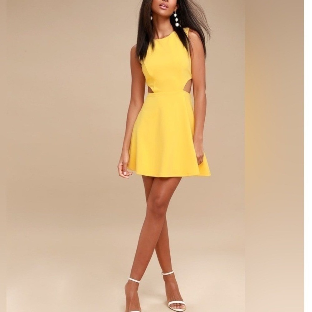 Lulus "Toast to You" Yellow Cutout Dress